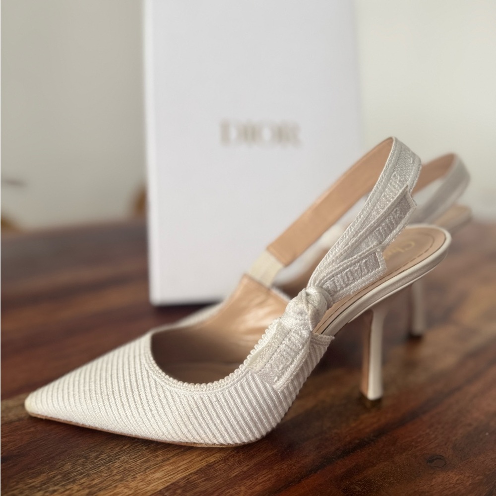 Dior Women's Elegant White Slingback Heels